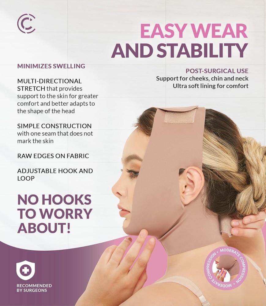 Post Surgery Compression Chin Strap to Reduce Swelling and Improve Circulation