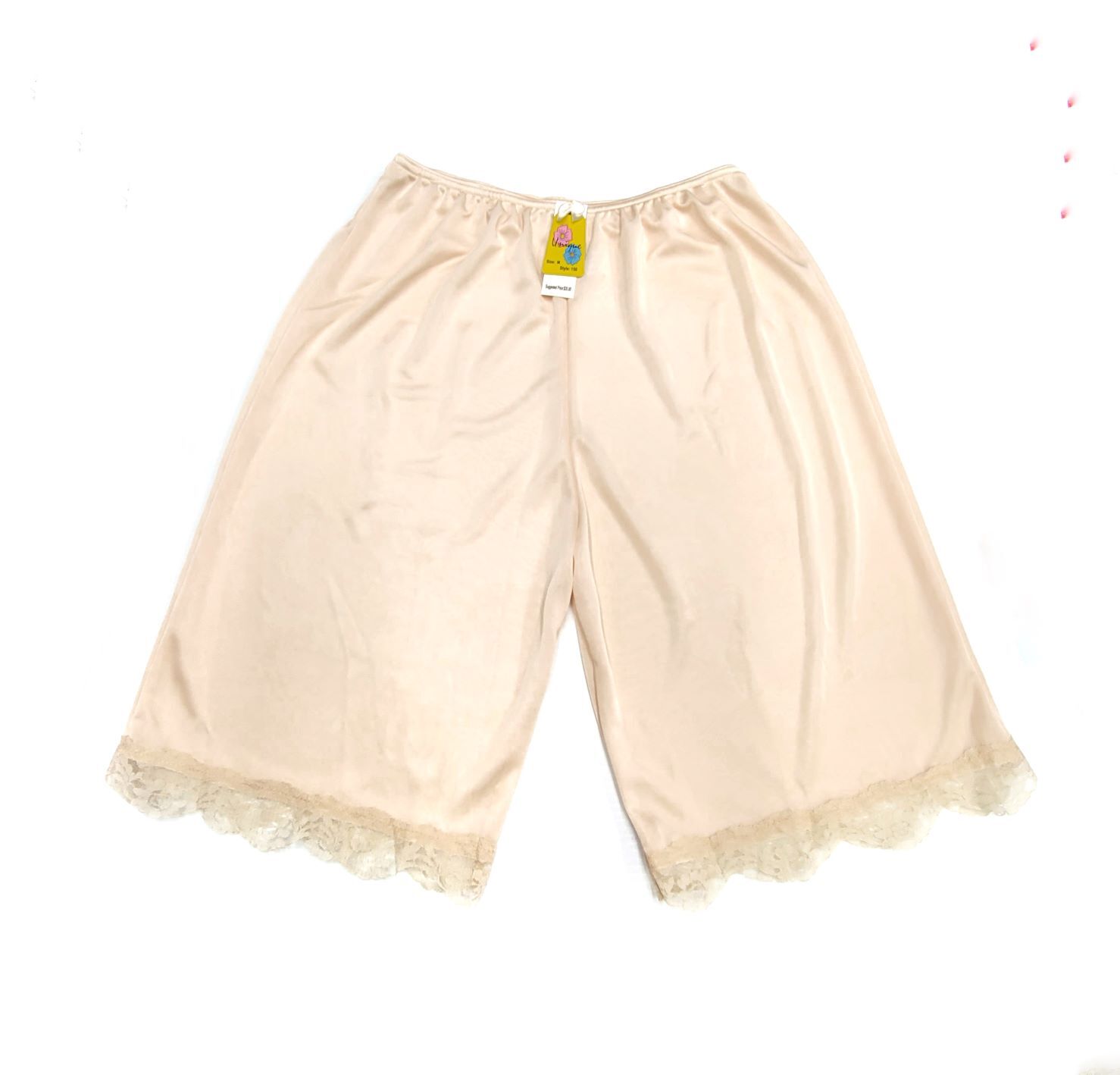 3 Pack Lady Lace Trim Satin Nylon Classic Half Slip Shorts Bloomer Pettipants