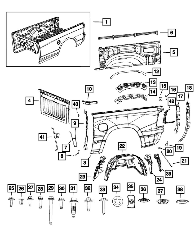 Genuine Mopar Box Side Brace Left 68322887AA