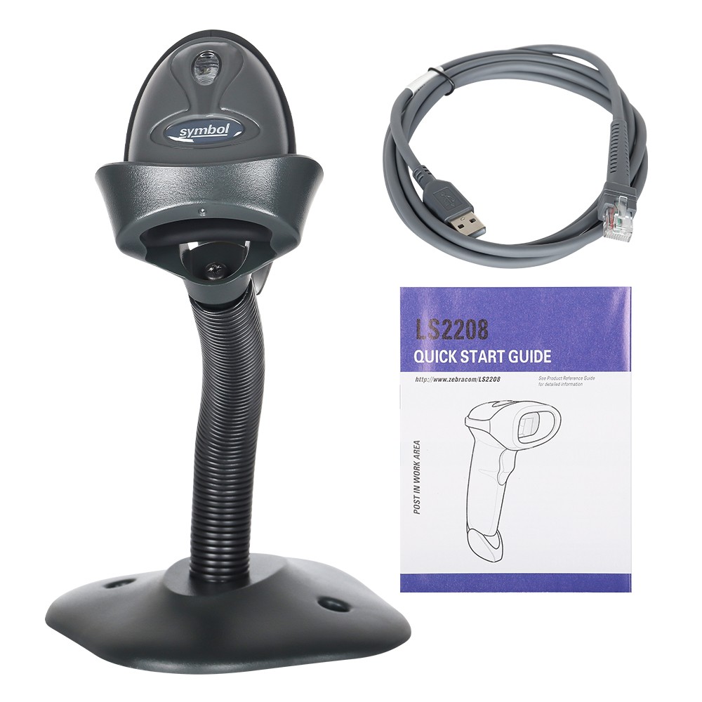 Zebra Symbol LS2208-SR20007R-NA Barcode Scanner Reader With USB Cable and Stand