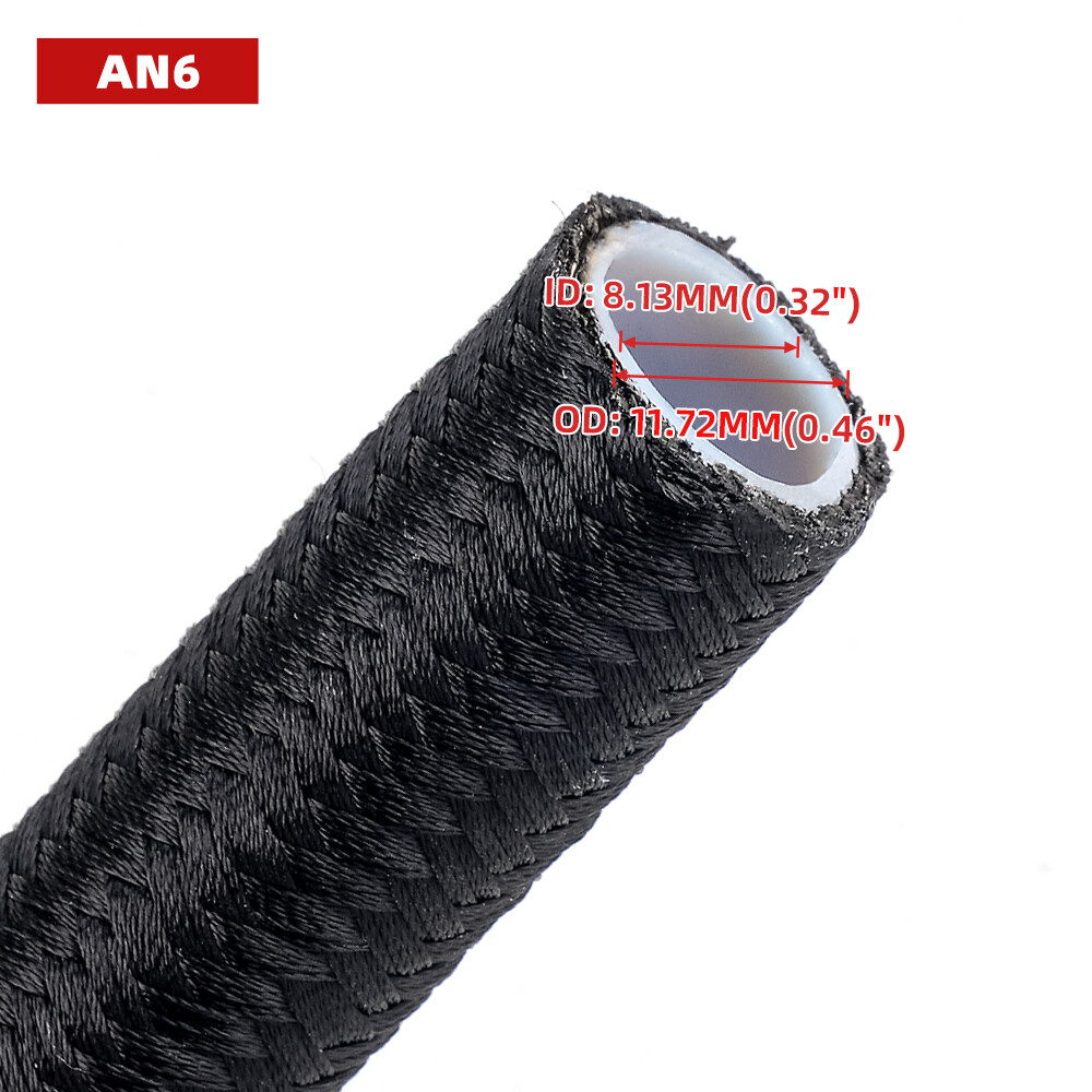 AN6 AN8 AN10 AN12 PTFE E85 Fuel Line Hose Nylon Braided 3.28FT 10FT 20FT 30FT