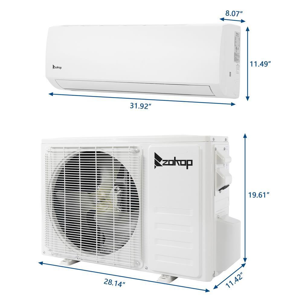 ZOKOP 9,000 - 18,000 BTU Ductless Mini Split Air Conditioner Inverter Heat WIFI