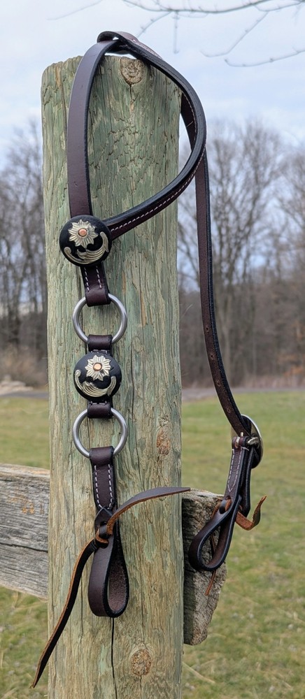 Concho Earloop Ring Style Headstall. Quality Horse Tack!
