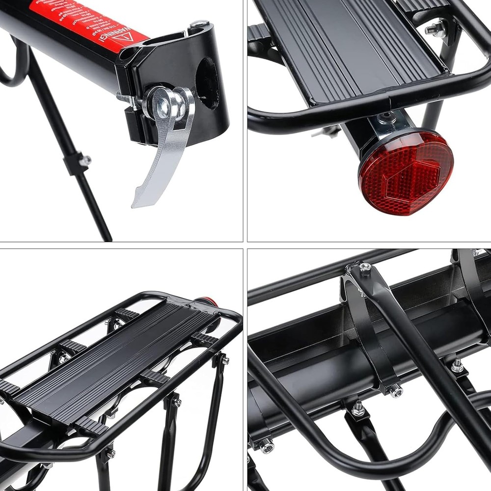 Rear Bike Rack Bicycle Cargo Rack Quick Release Adjustable, Quick Release Mou...