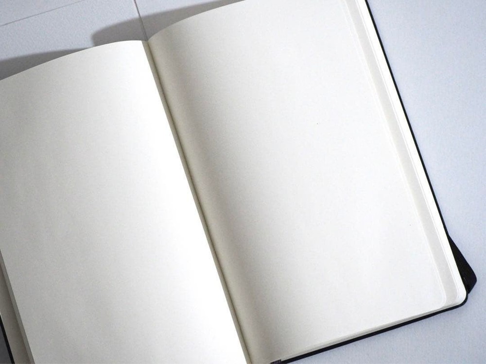 Opened and MOLESKINE plain notebook 1 book