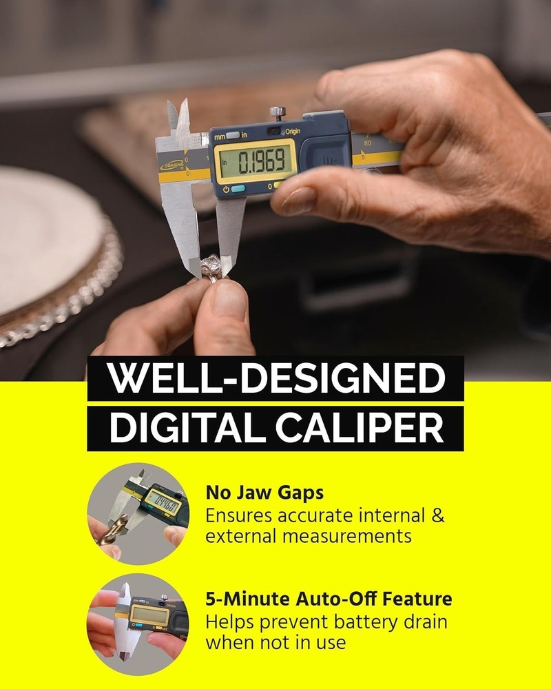 Precision 6" Digital Caliper Absolute Origin Stainless Steel USB Output