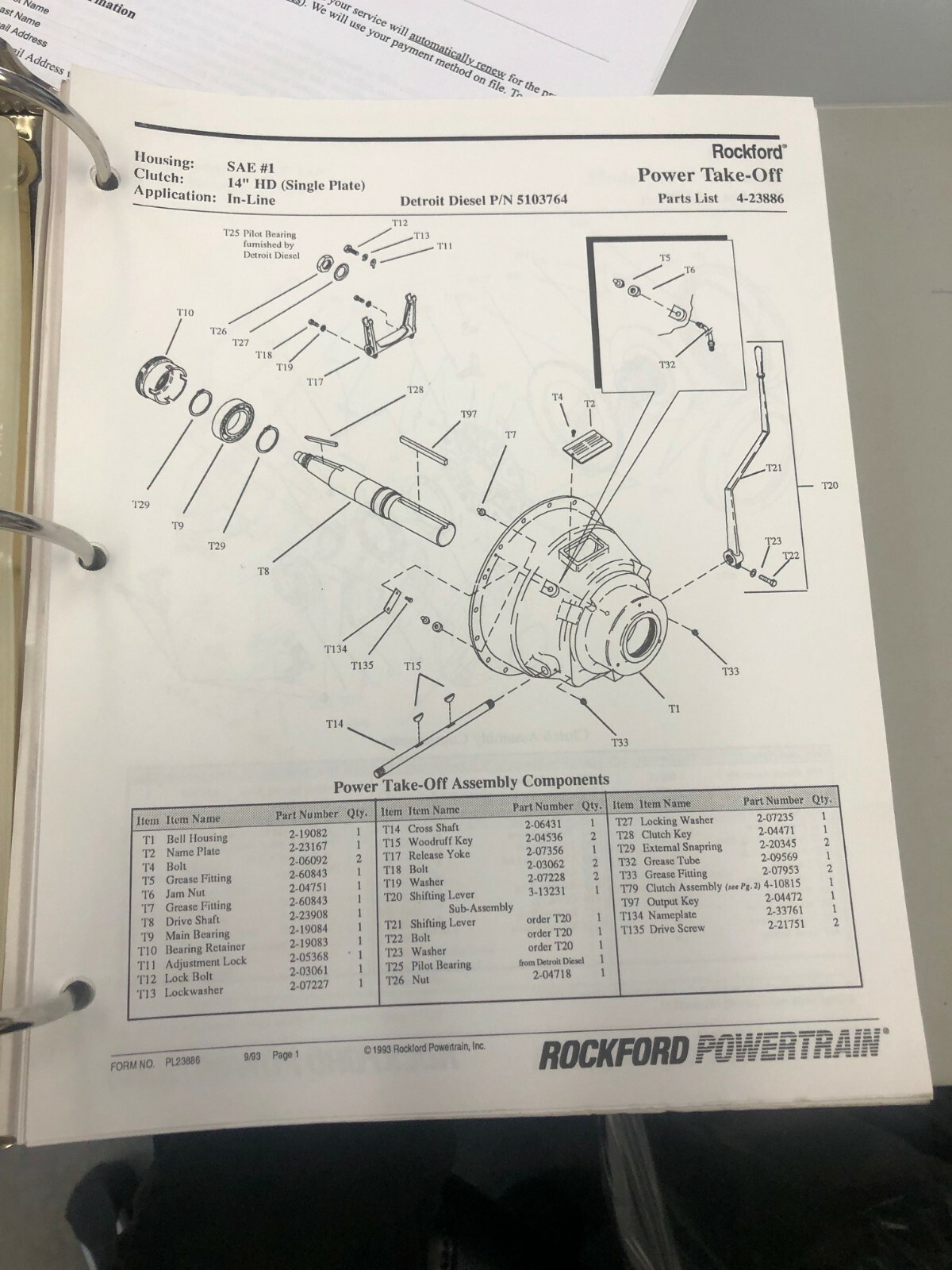 RFD Twin Disc Power Take Off P/N 5103764 new stock 4-23886 PTO SAE #1