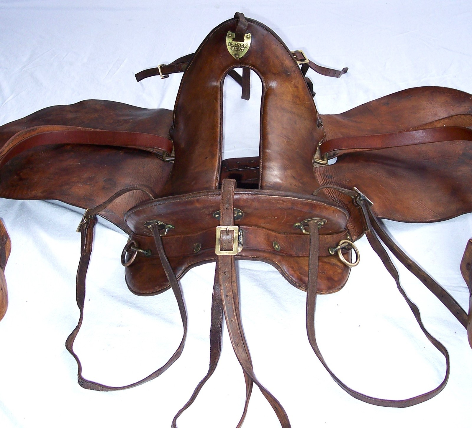 Antique US Cavalry Saddle Brass US Conchos Military McClellan 11" Seat Marked