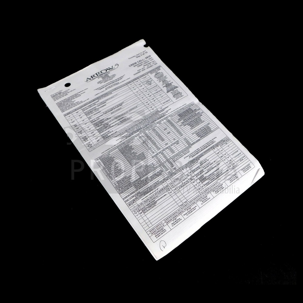 ARROW Lian Yu Call Sheet and Script Sides S05E23 (8501-3068)