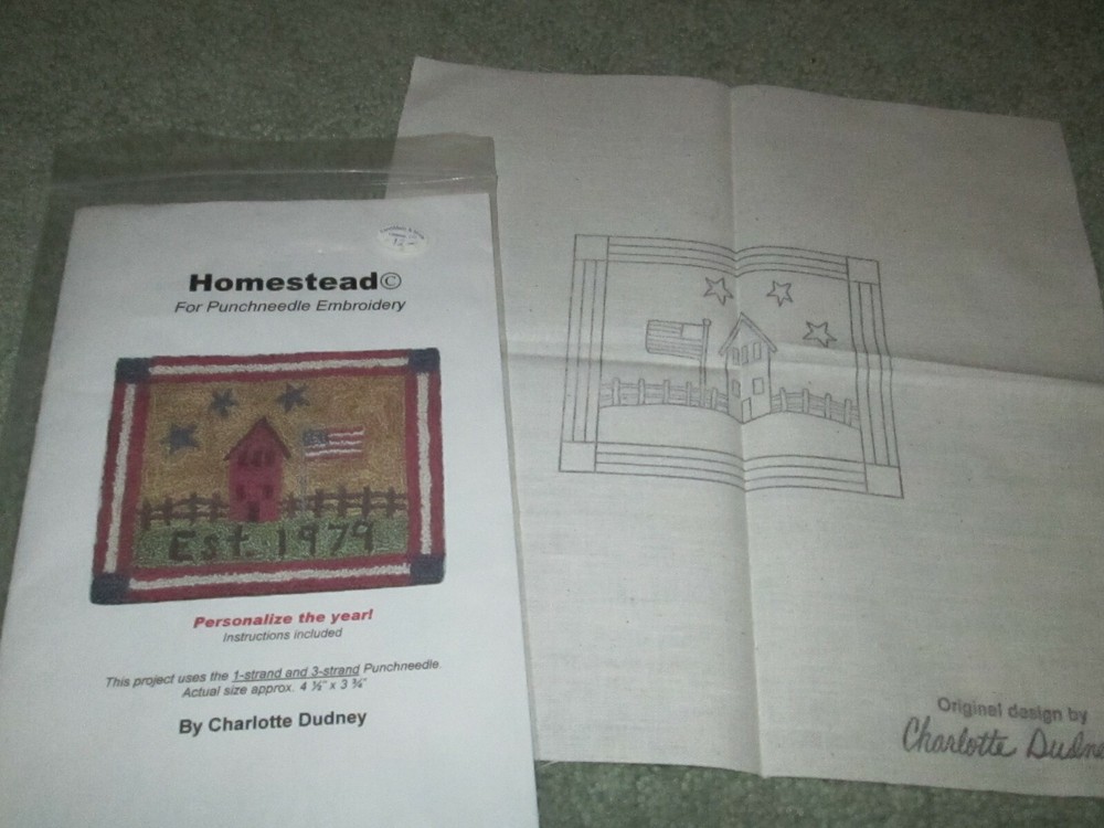 CHARLOTTE DUDNEY RUSSIAN PUNCH NEEDLE PATTERN & PRE-PRINTED FABRIC YOU CHOOSE: