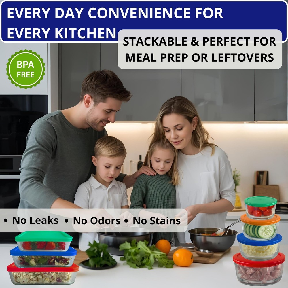 1, 2, 4 & 7 Cup Round & 3, 6, 11 Cup Rectangle Replacement Lids/Covers for Py...
