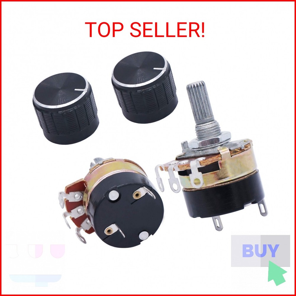 TWTADE 2Pcs 10K Ohm Single Linear Taper Dimmer Potentiometer with on/Off Switch