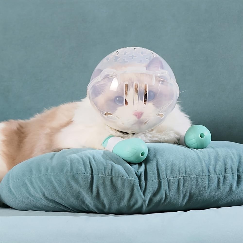 Cat Muzzle Grooming Breathable Cat Muzzle Helmet Adjustable Hood Anti Bite