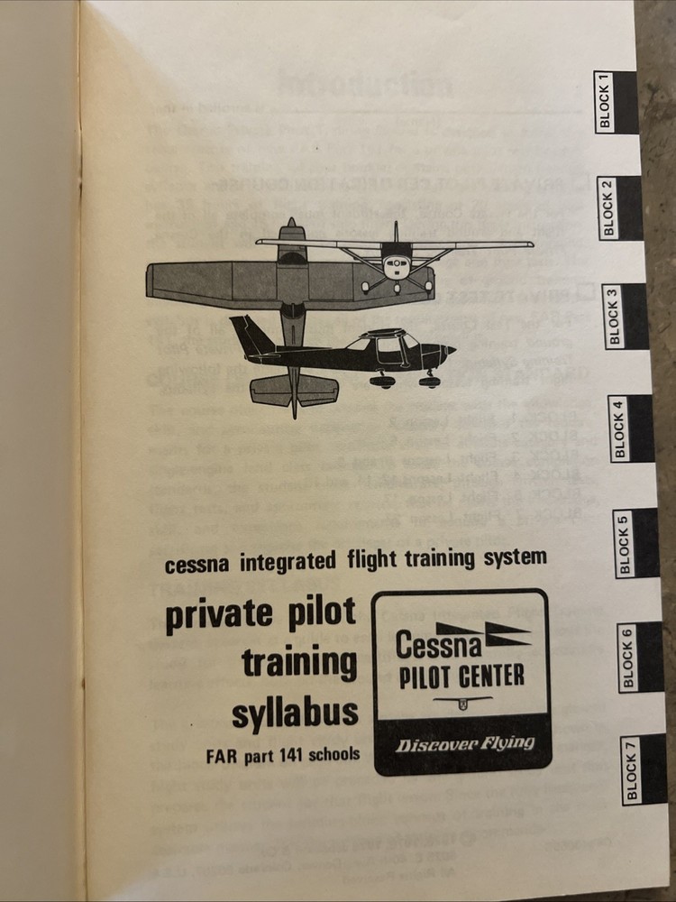 1978 Cessna Integrated Flight Training System Private Pilot Training Syllabus