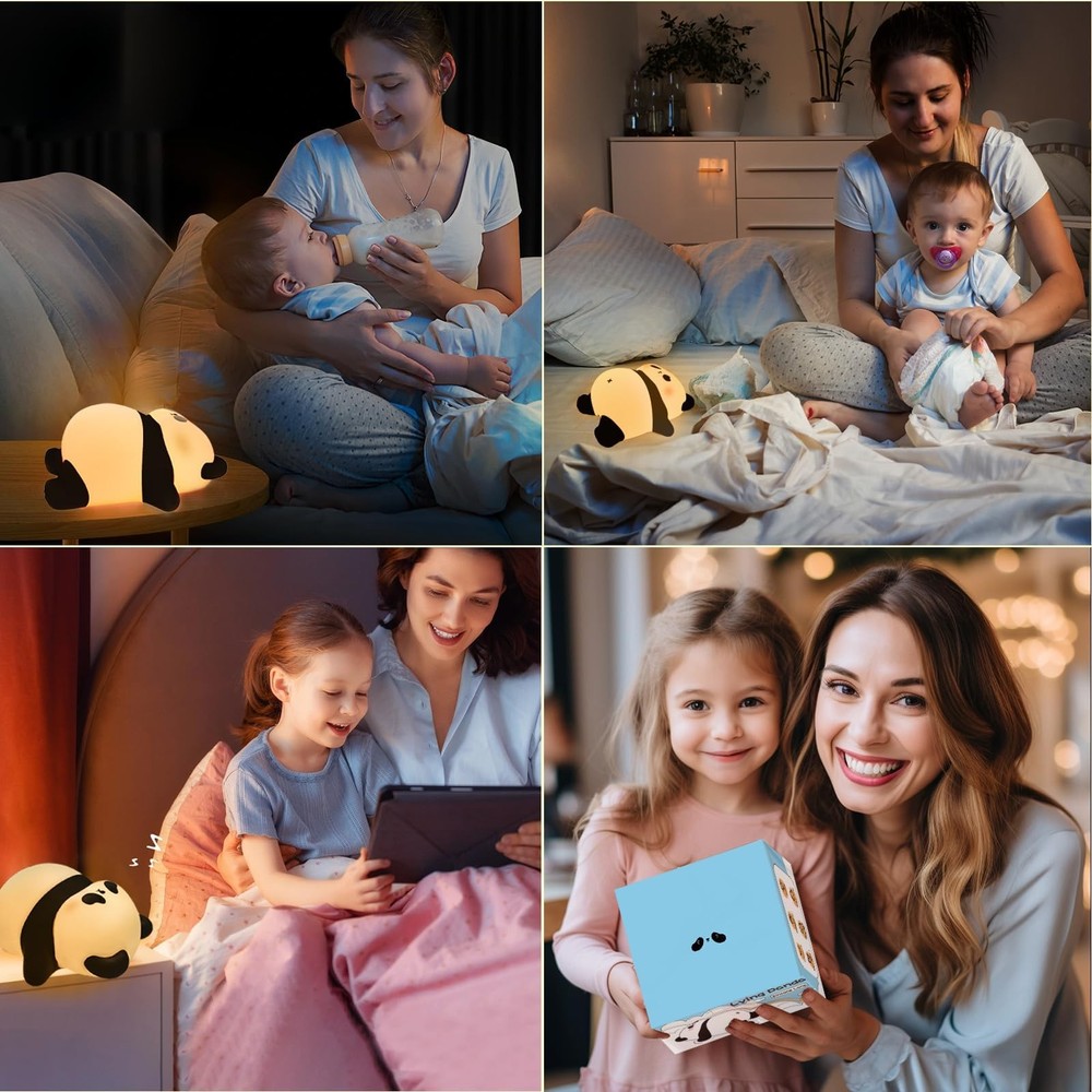 Rechargeable Cute Panda Night Light, 3 Level 1 Lamp[TAP CONTROL]