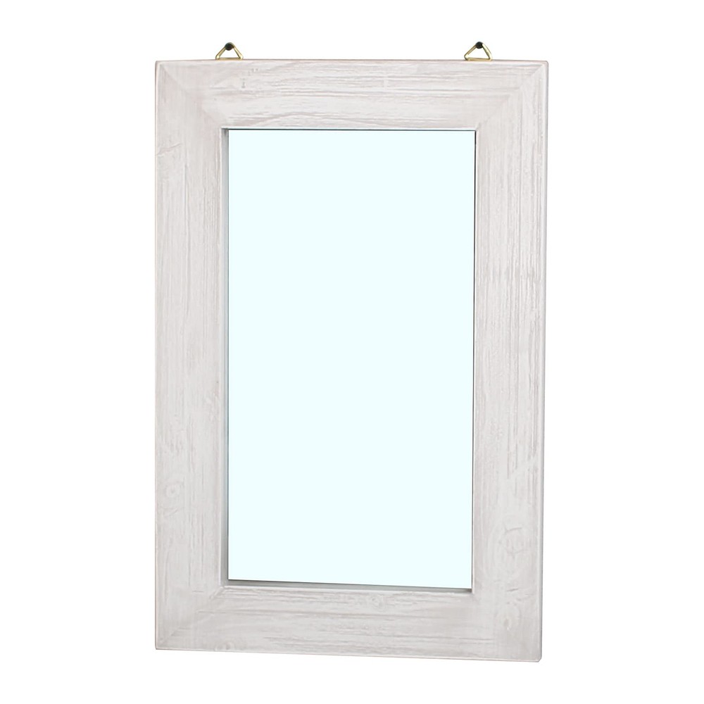 Rustic Flat Wood Frame Hanging Wall Mirror Decorative Bathroom Mirrors for Wa...