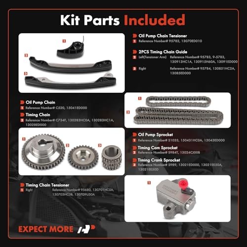 9PCS Engine Timing Chain Kit W/Sprocket & Tensioner & Guide Compatible with