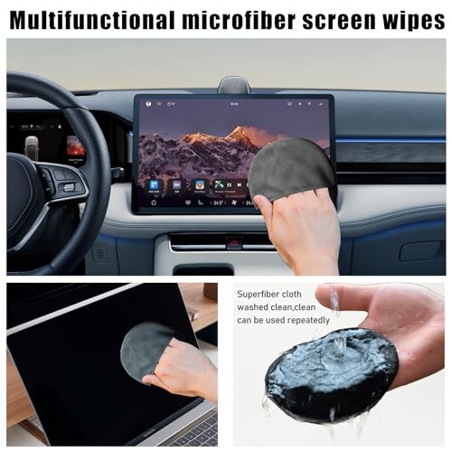 Car Screen Cleaner, 4.33"×4.33" Microfiber Auto Screen Cleaning Round,2Pcs