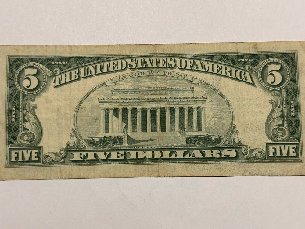 1963 $5 Dollar Red Seal Note AU CRISPY D111