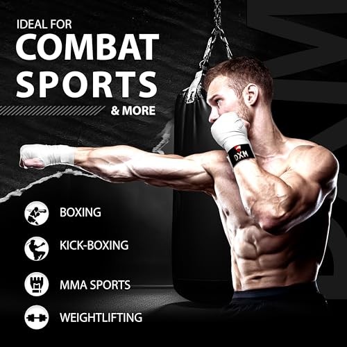 Boxing Hand Wraps Inner Gloves - 180 Inch Elasticated Thumb Loop White
