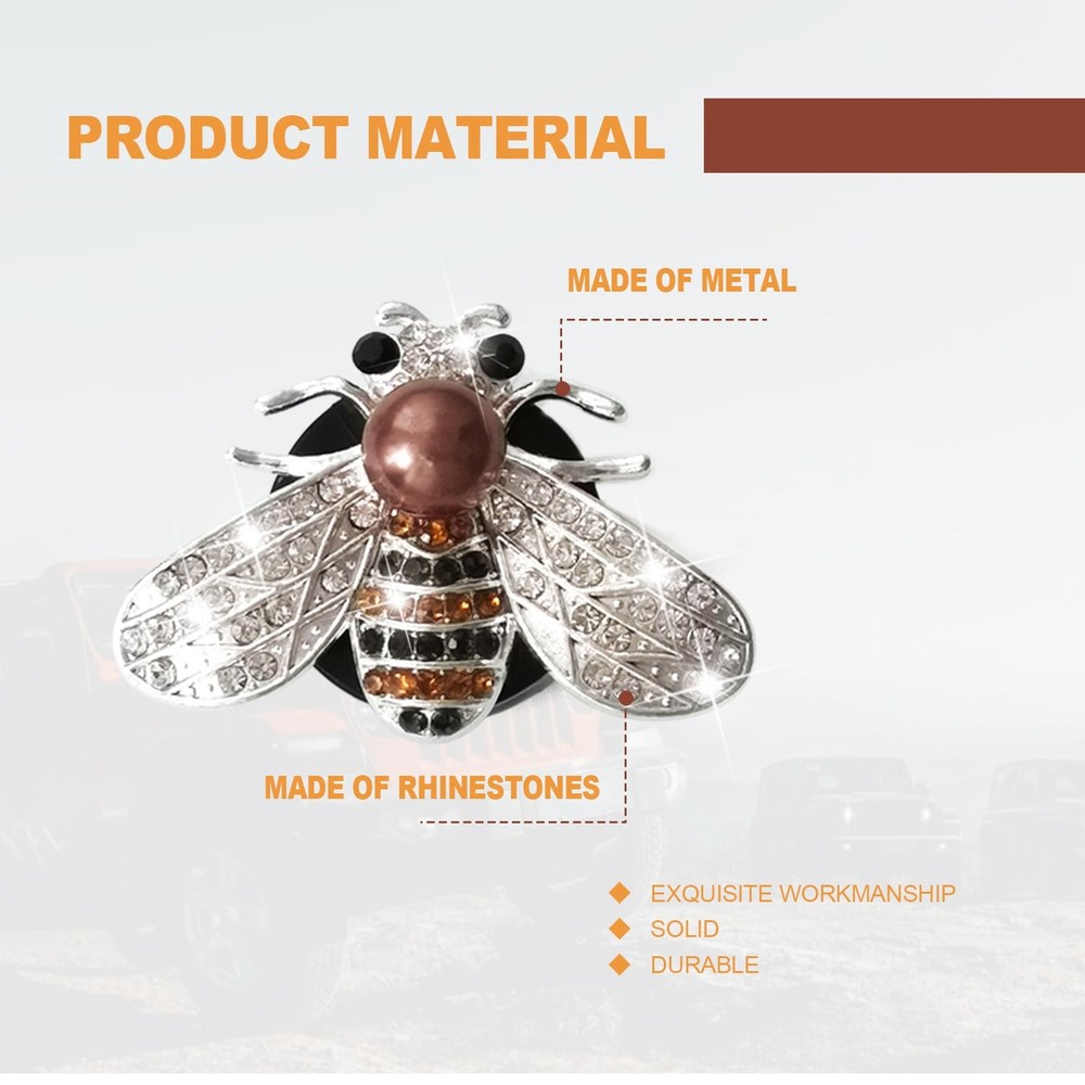 2 Pcs Shiny Bee Vent Clips, Car Diffuser Clip Rhinestone Diamond Silver