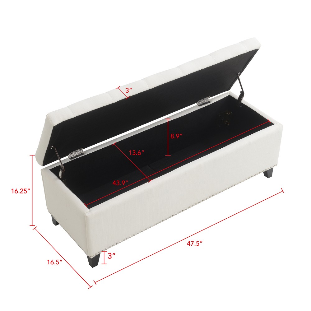 Storage Stool with Safety-Closing Hinges Features Touch Teddy Fabric