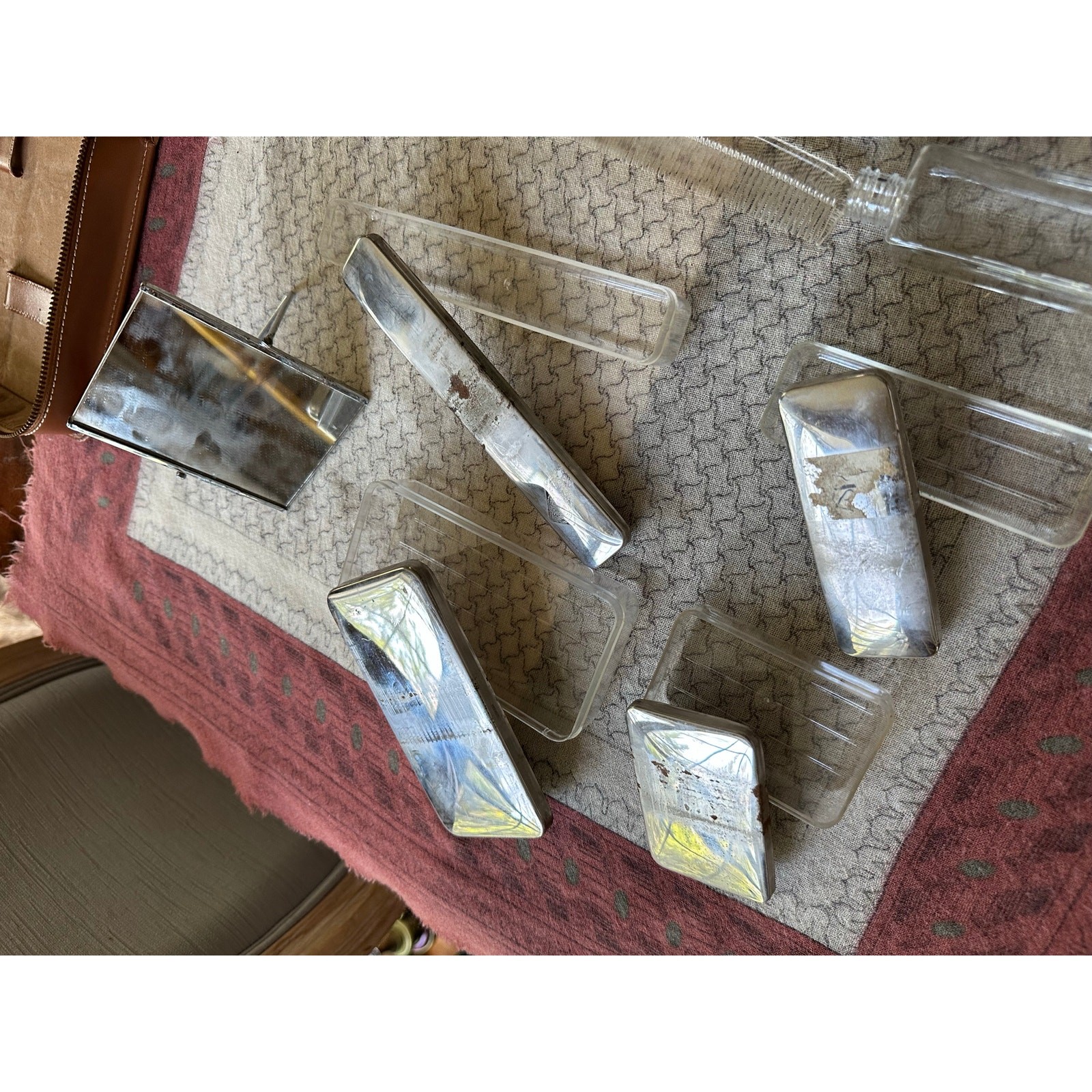 Vintage Men's Travel Grooming Kit Cowhide Leather Case Toiletry Kit USA