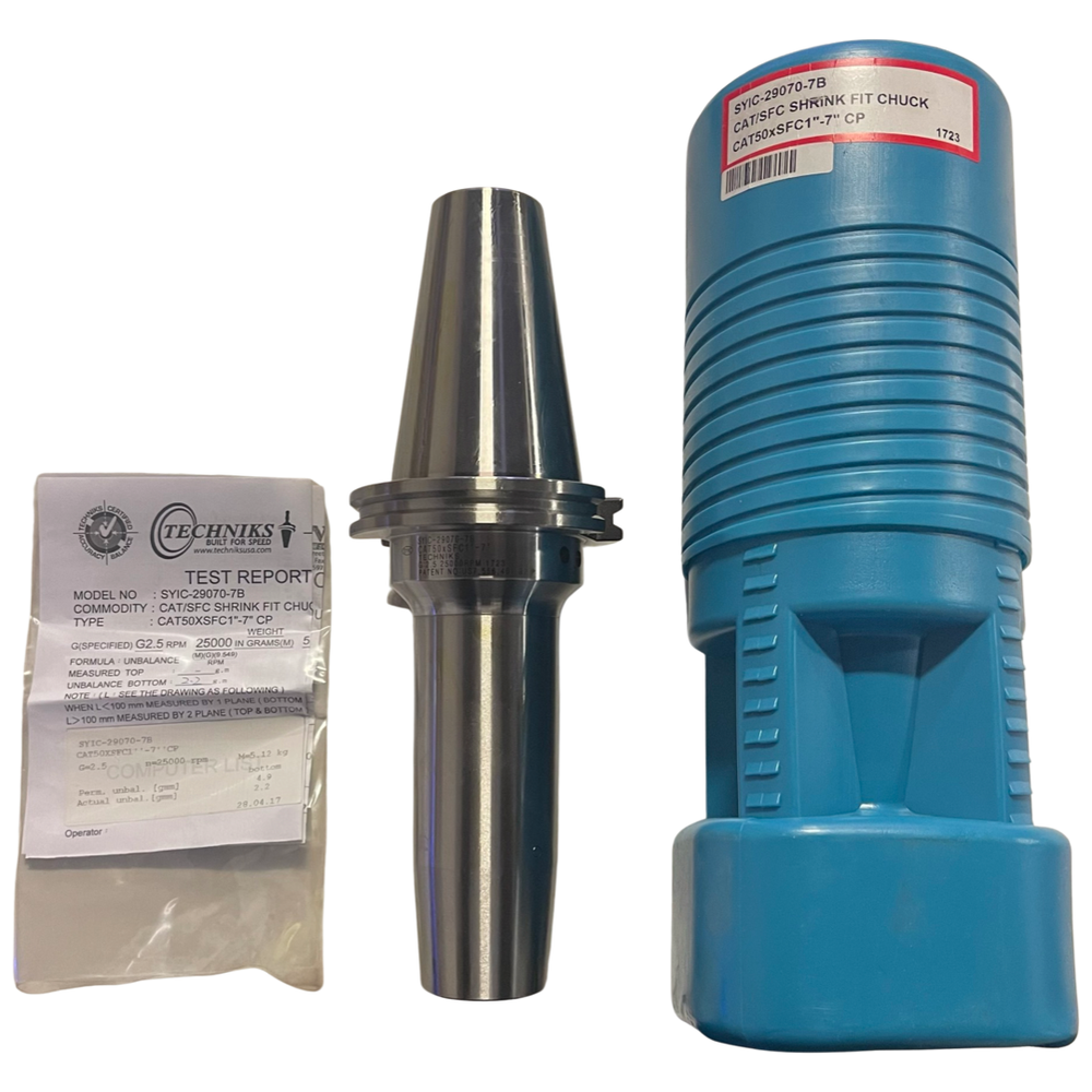 Techniks CAT50 Shrink Fit Tool Holder & Adapter 1" Diameter 7" Projection
