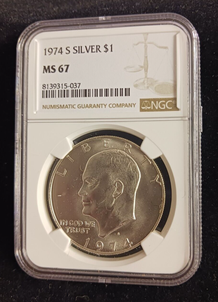1974(S) Silver $ NGC MS 67 Ike Dollar Coin