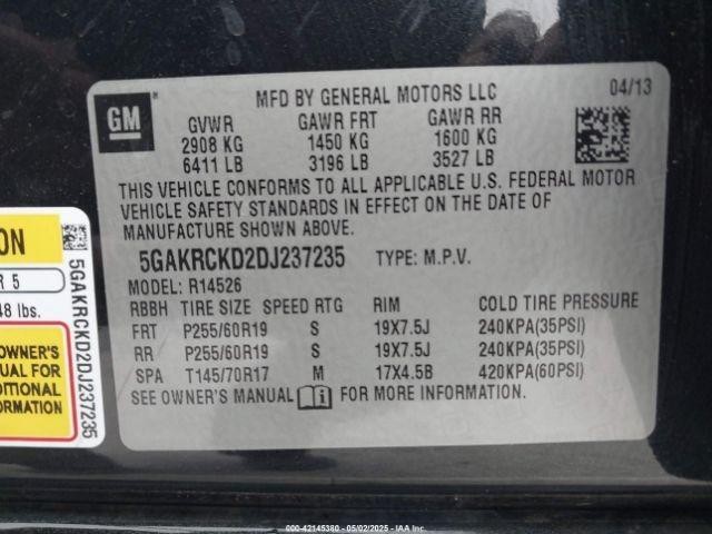 Used Deck Lid fits: 2013 Buick Enclave Grade A