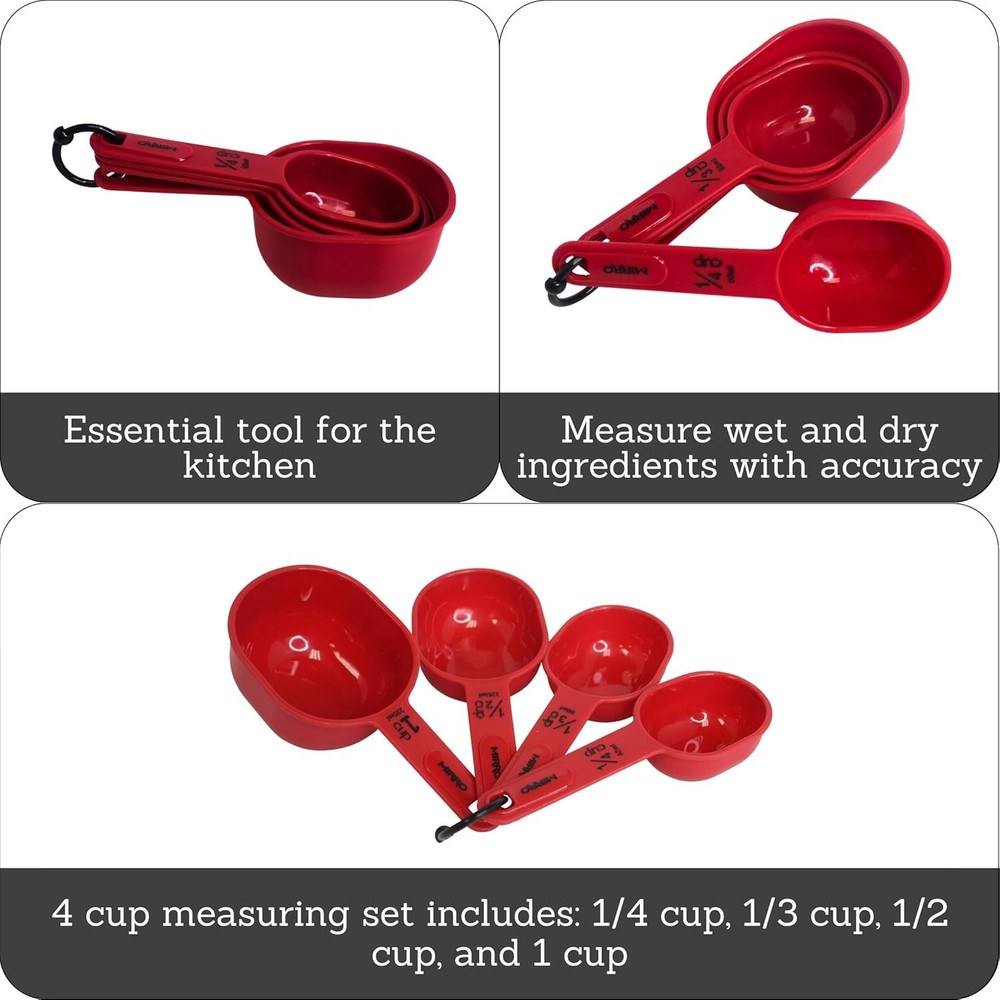 4Pc Nested Measuring Cups Set, Red