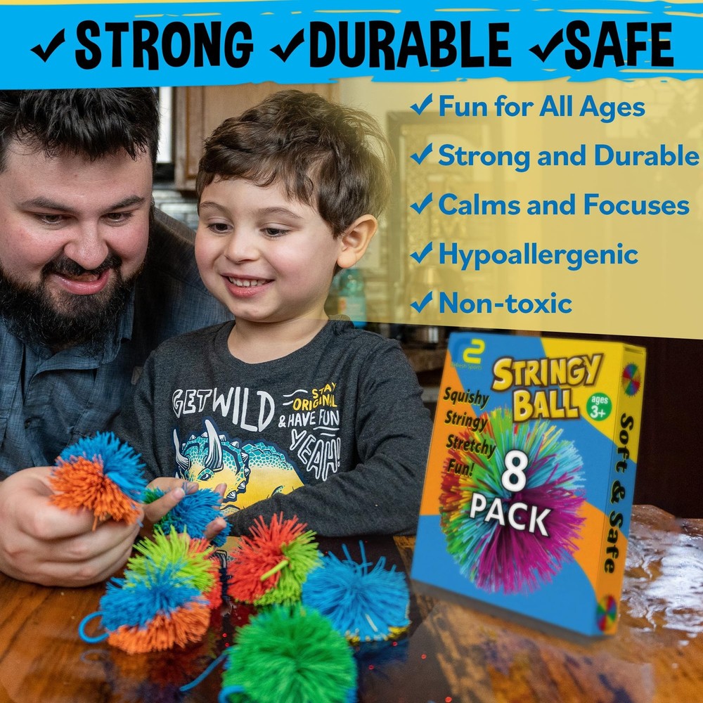 Easter Basket Stuffers - Stringy Balls & Sensory Toys 8 Pack - Easter Egg Fil...