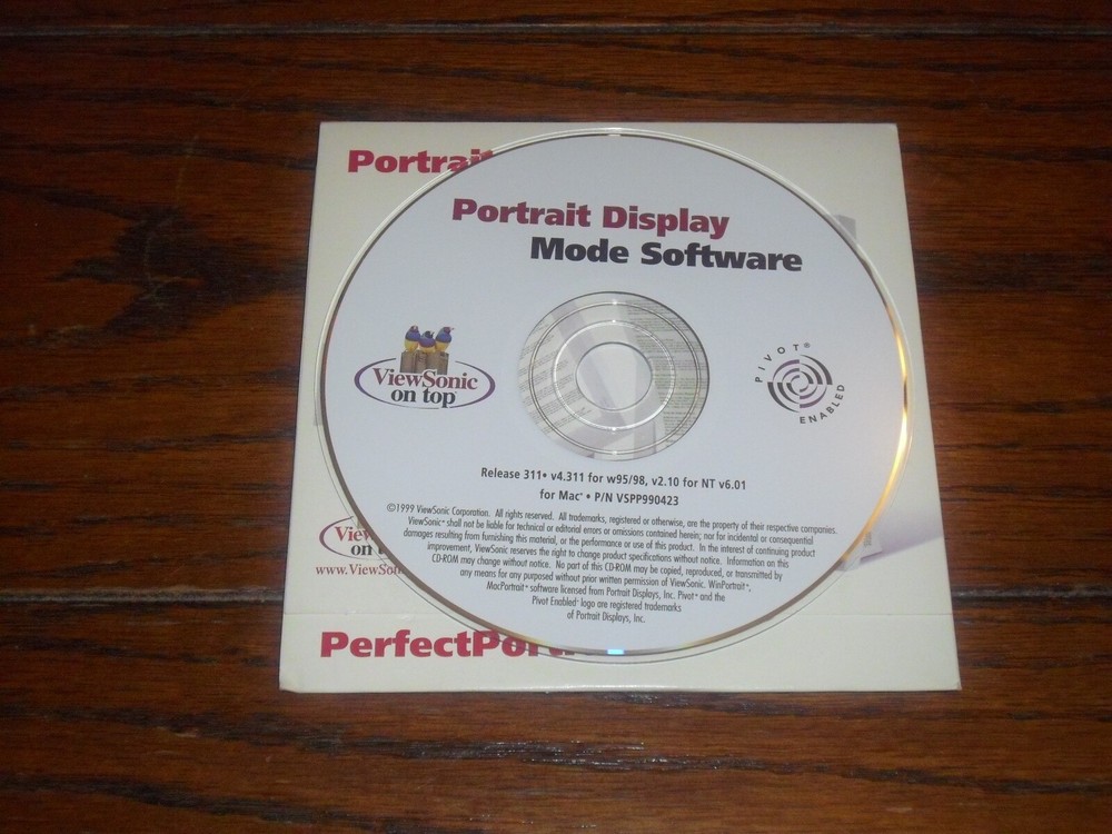 ViewSonic Portrait Display Mode Software CD for Max OS & Windows (95/98/NT)