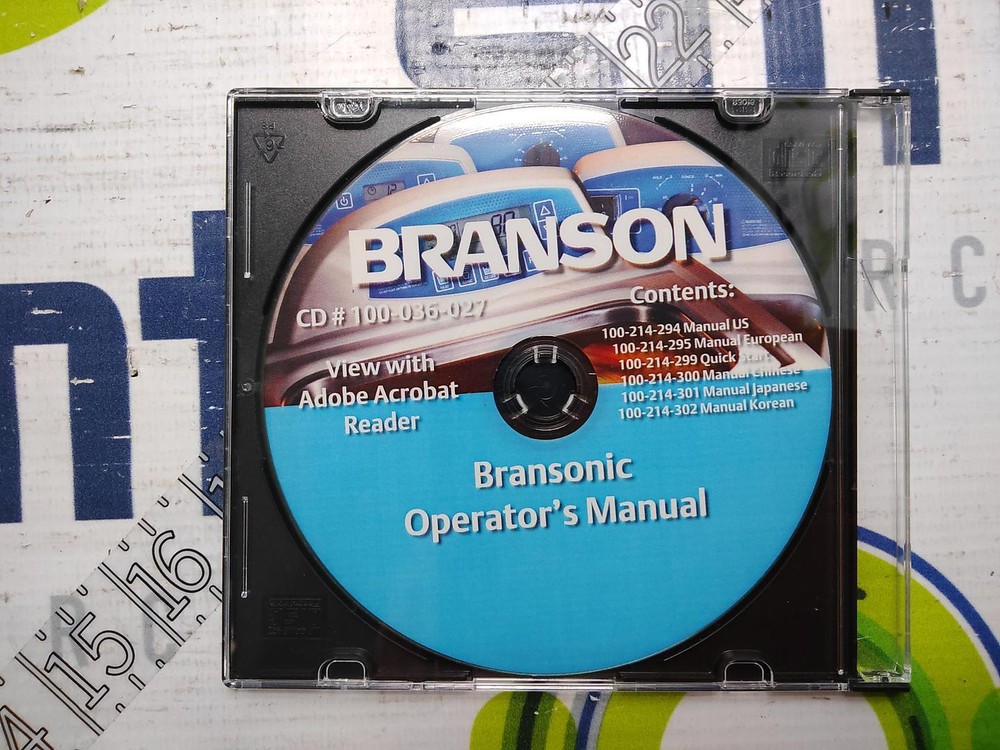 Bransonic 100-036-027 Operator's Manual CD-ROM Software