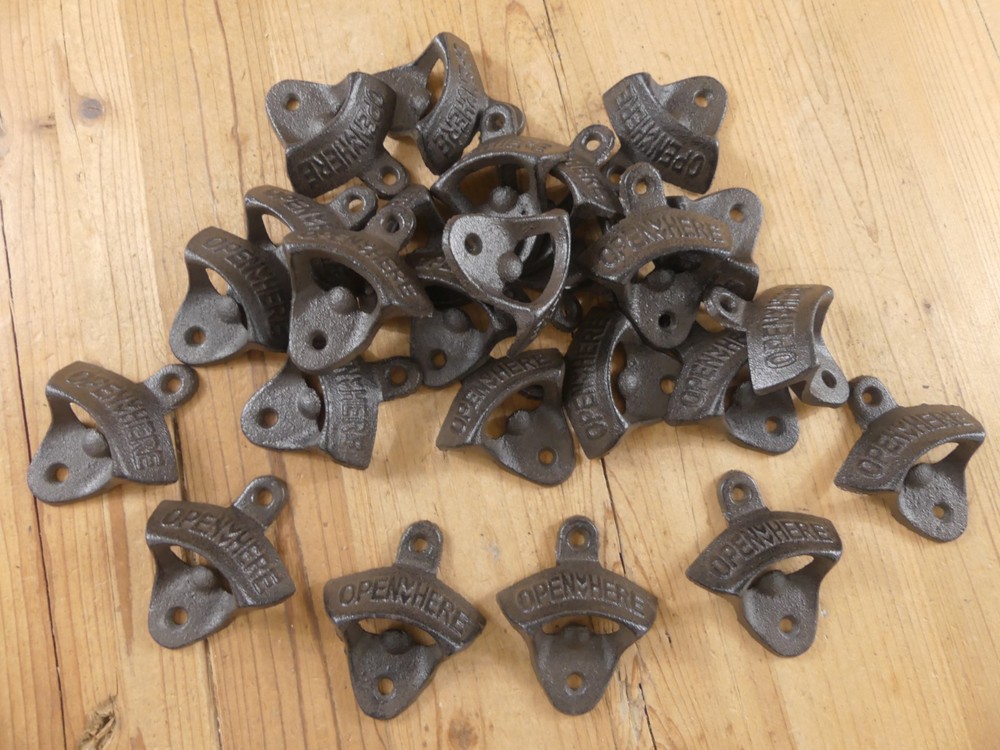 100 Rustic Cast Iron Open Here Wall Mounted Beer Bottle Openers Bar Work Kitchen