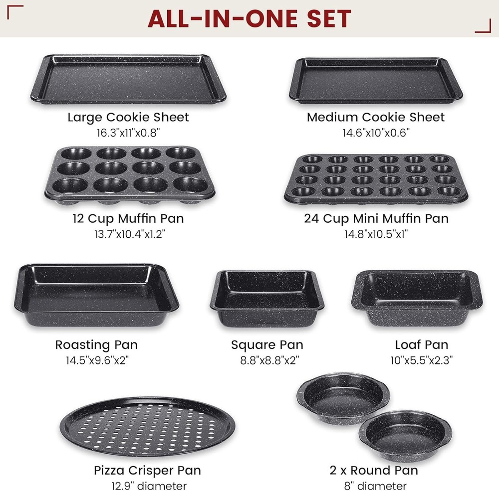 10-Piece Baking Pans Set Bakeware Sets Nonstick Baking Set Oven Cooking