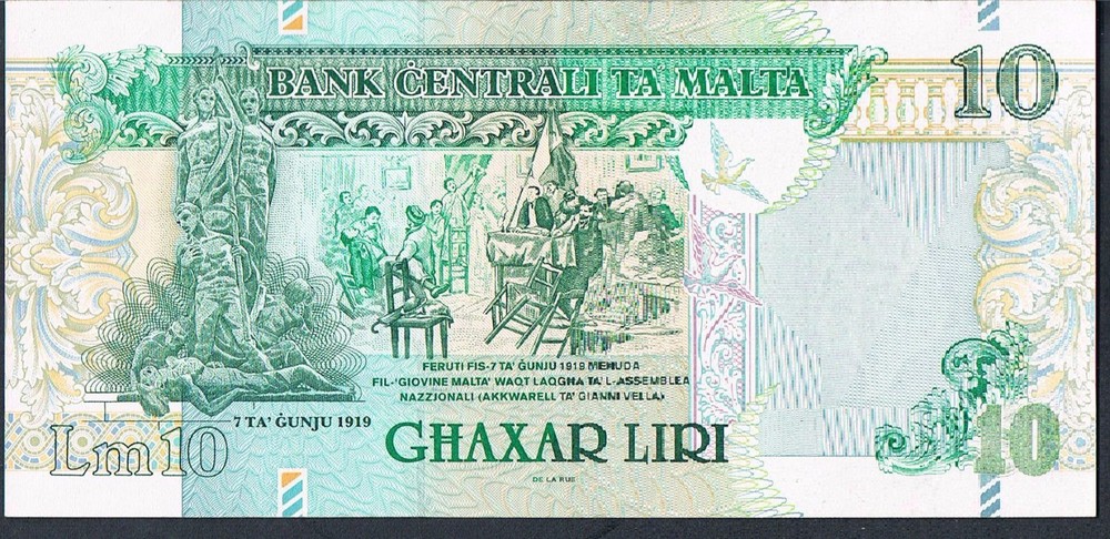 MALTA BANKNOTE 10 P47c 1994 GEF
