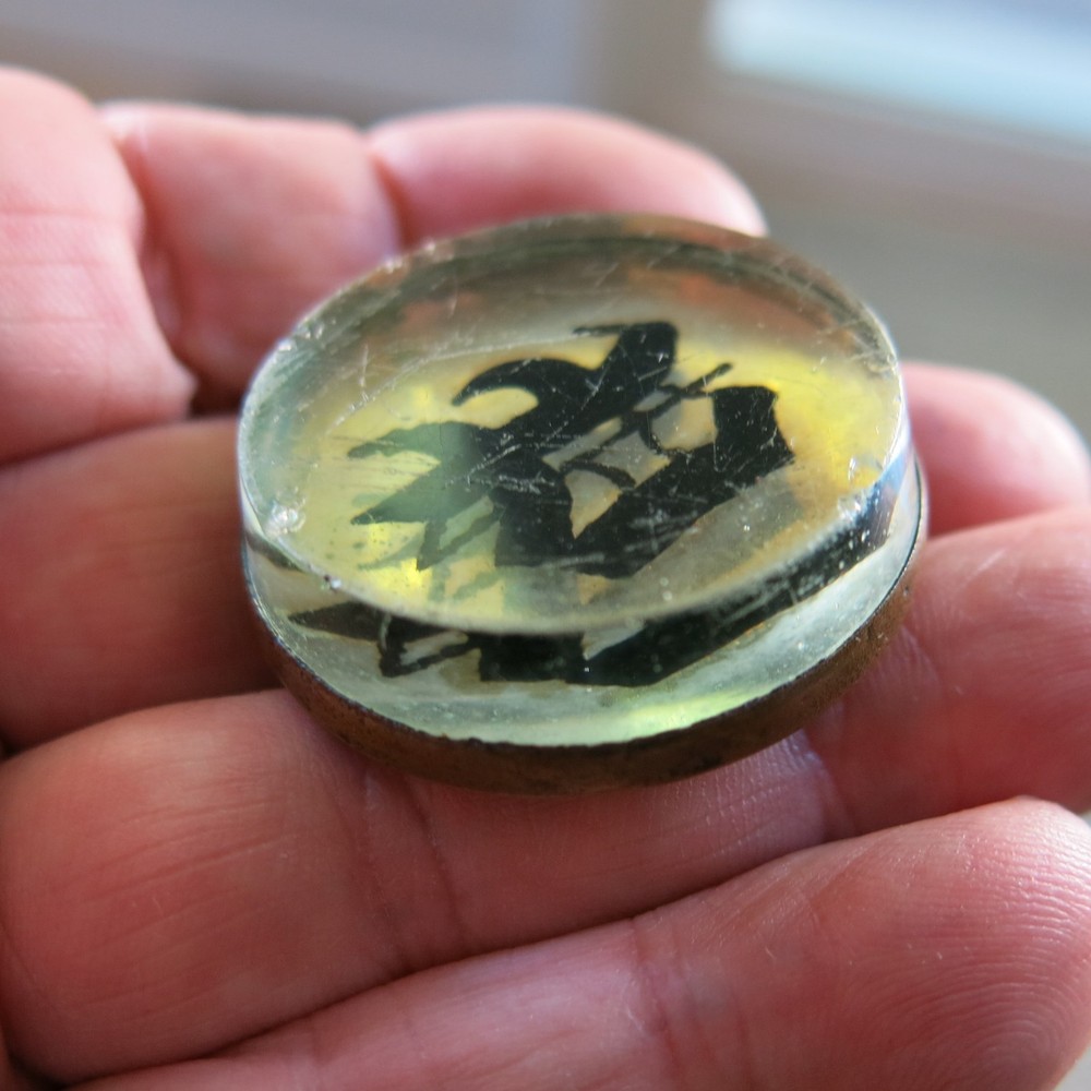 Bridle Rosette Brass Glass with Initial “D” [3908]