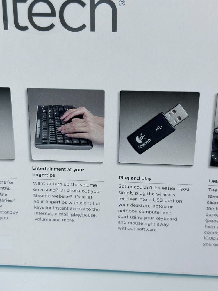 Logitech MK260 Wireless Keyboard Mouse Combo Black USB Receiver Open Box