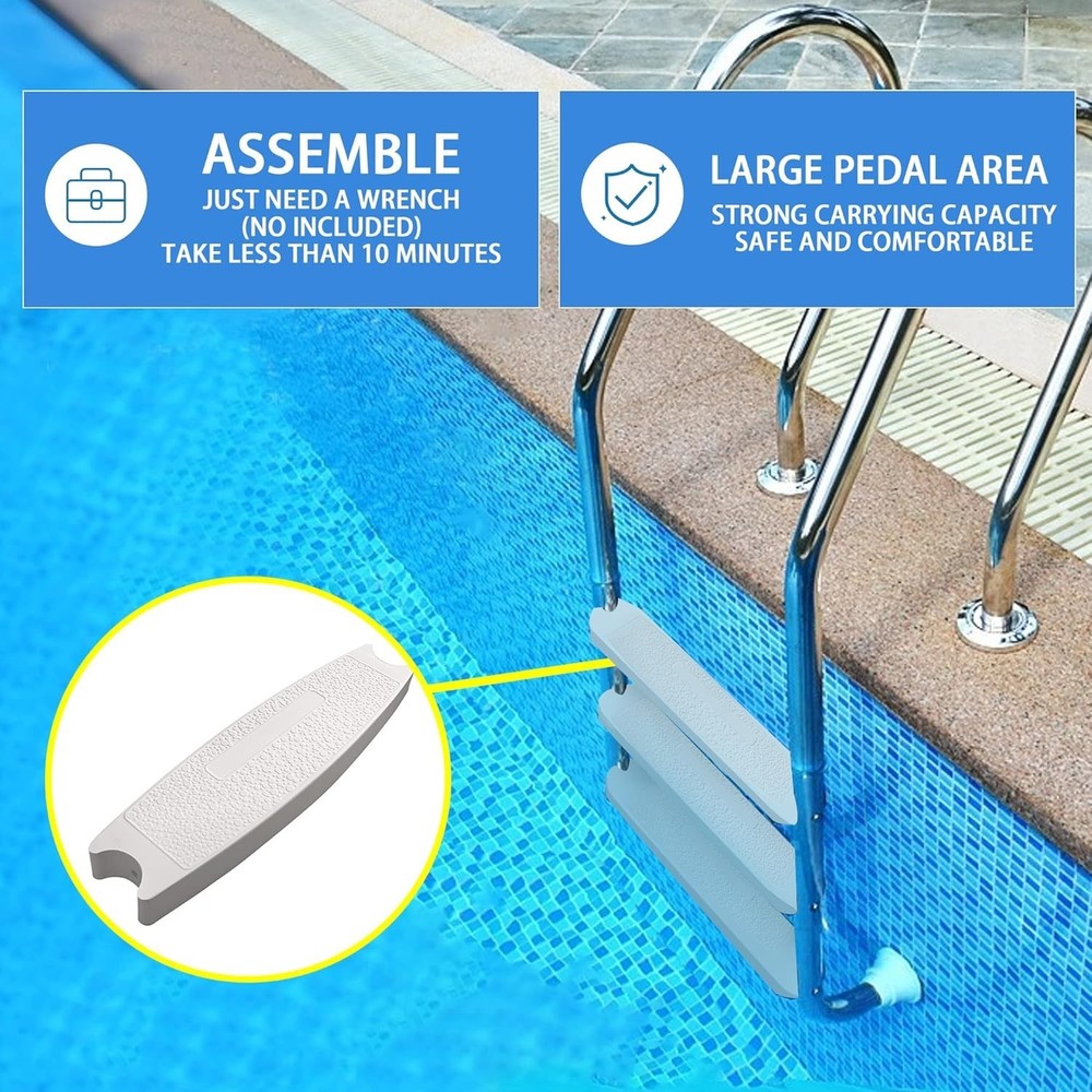 3PCS 18" Universal Pool Ladder Steps Replacement,Heavy-Duty Molded Plastic