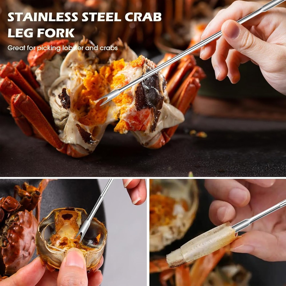 Crab Crackers and Tools,18-Pieces Seafood Tools Set Includes 5 Crab Crackers, 5