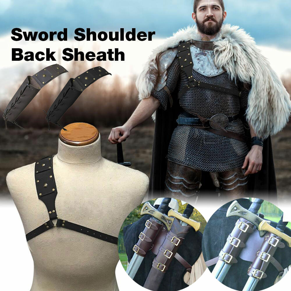 Medieval Style Sword Back Sheath Scabbard Warrior Holder One/Double Shoulders