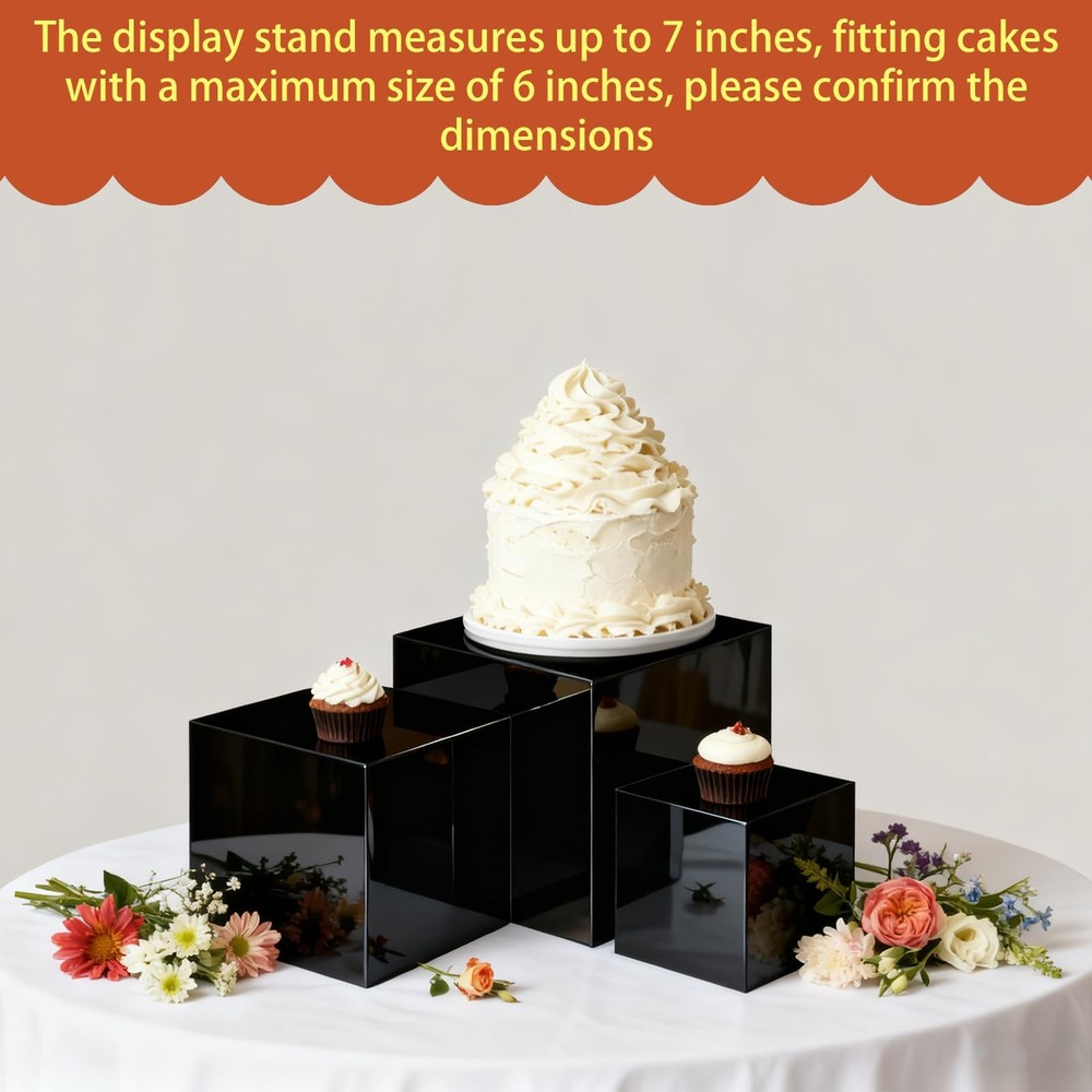 6 Sets Display Buffet Risers Black Acrylic Dessert Cube Table Jewelry Display...