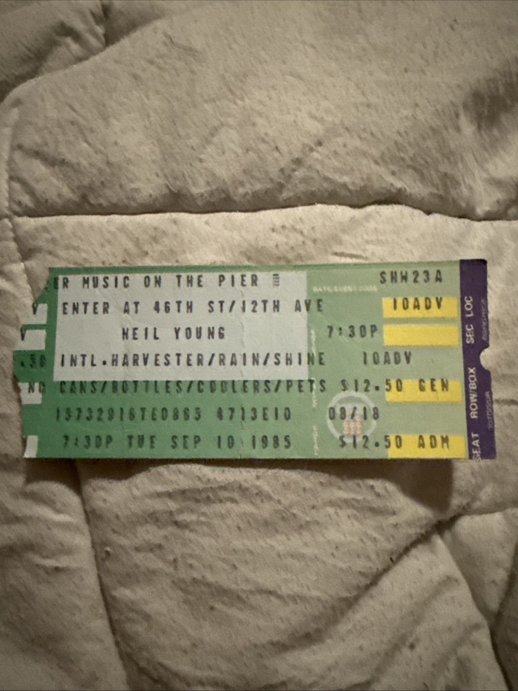 Neil Young Concert Ticket Stub September 10 1985