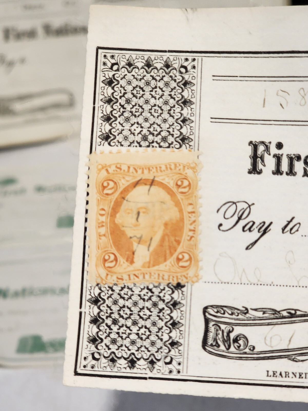 LOT OF 7- Antique Civil War Era Bank Checks w/Stamps BATTLEBORO VERMONT