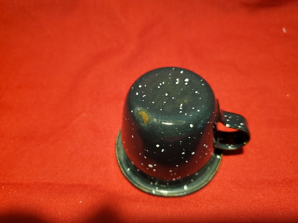 1.75" Tall Blue Speckled Enamel Cup