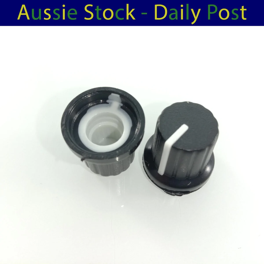 10pcs 6mm Diameter Shaft Hole Plastic Threaded Knurled Potentiometer Knobs Caps