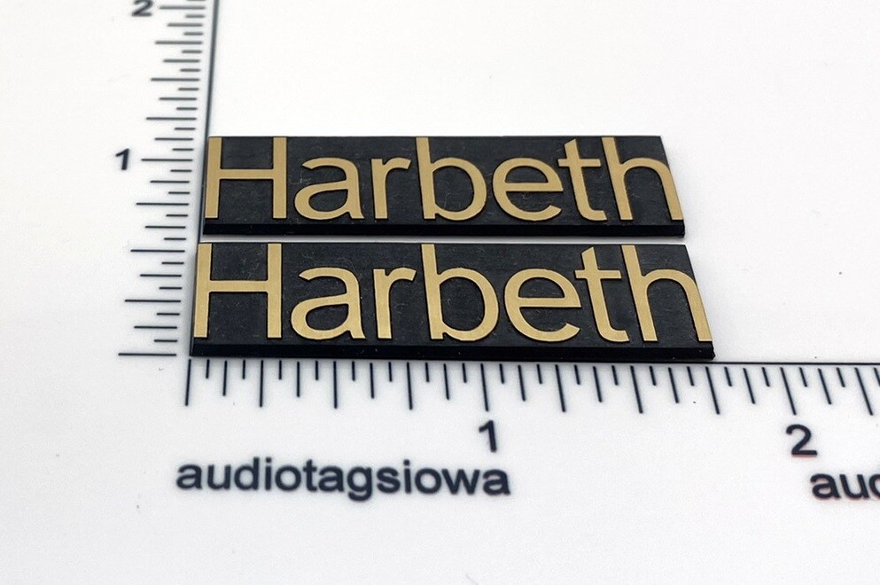 Harbeth Custom Incised Speaker Badges Gold Pair Emblem