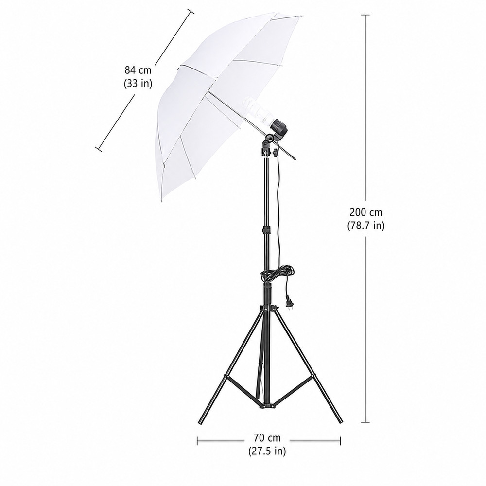 Photo Studio Lighting Kit Umbrella Light Stand Adjustable Soft Light Setup