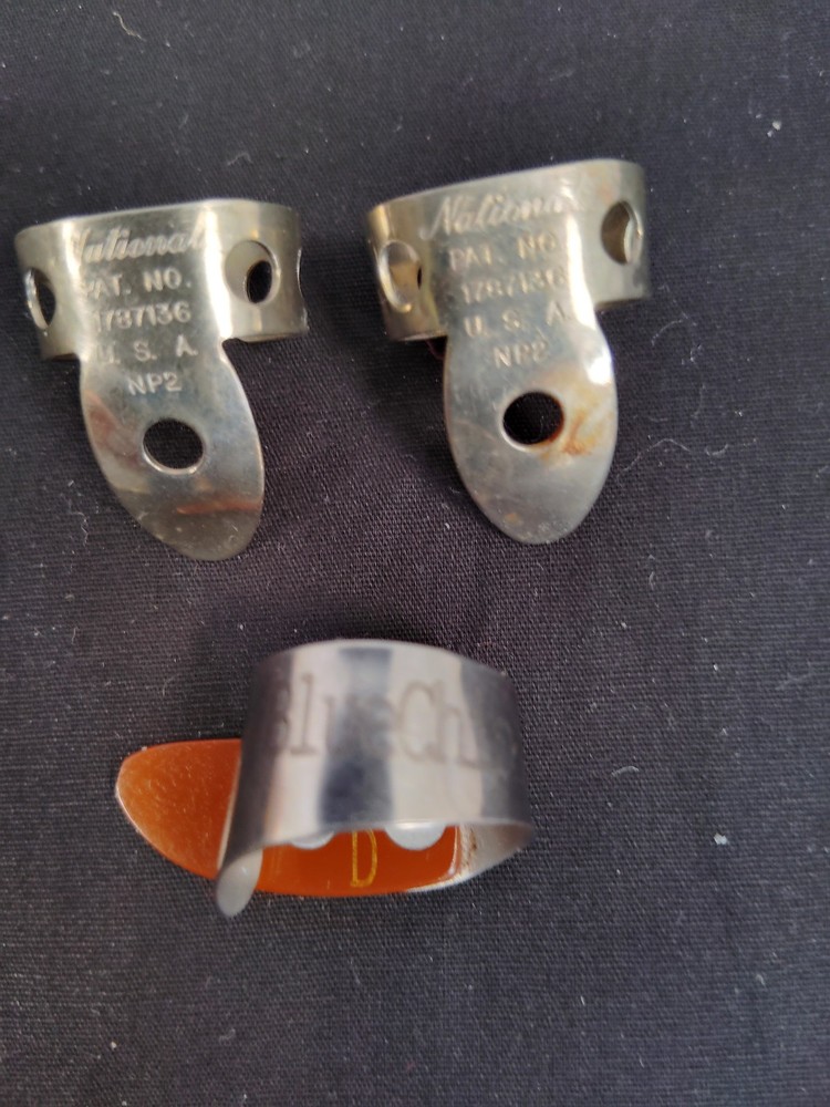 Blue Chip JD medium thumb pick w/ two (2) National finger picks